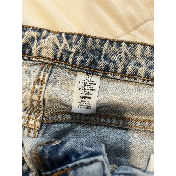 Rare Acid Wash Distressed H&M SIZE 14 &Denim 90’s Boyfriend Jeans 28 Length - Picture 3 of 5